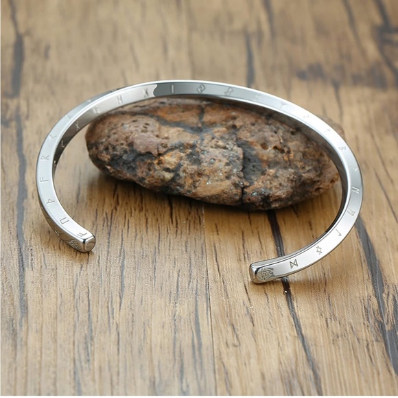 New Silver Nordic Viking Cuff Twist Bracelet - Picture 6 of 10